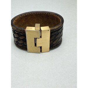 Leighelena Womens Genuine Leather Stingray Wide Jigsaw Cuff Bracelet Disigner